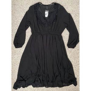 NWT Torrid Black Sheer Long Sleeve Ruffle Dress